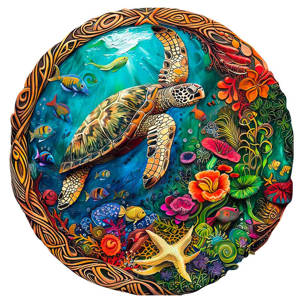 Colorful Turtle - Wooden Jigsaw Puzzle