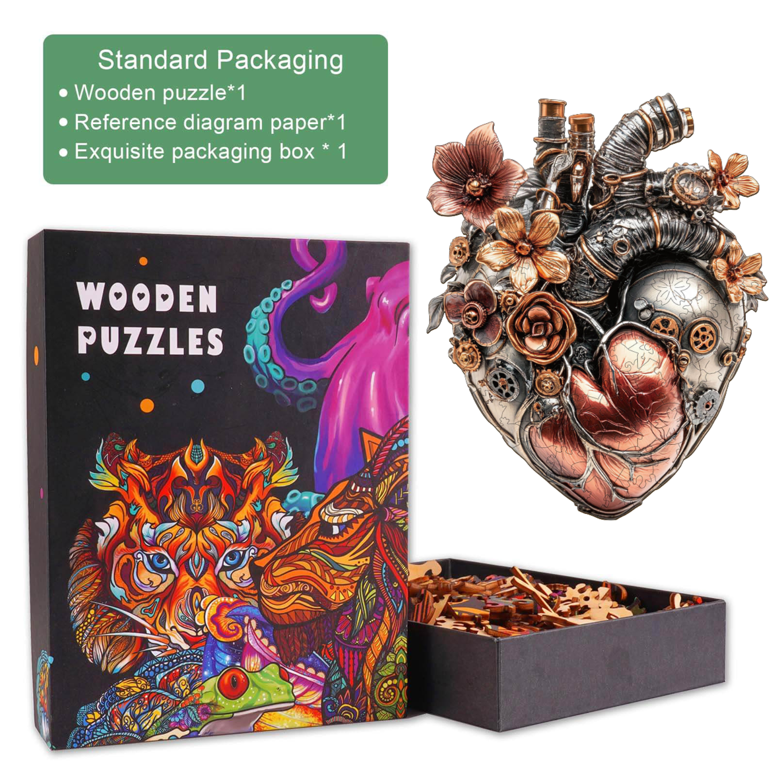 3D Mechanical Heart Wooden Jigsaw Puzzle