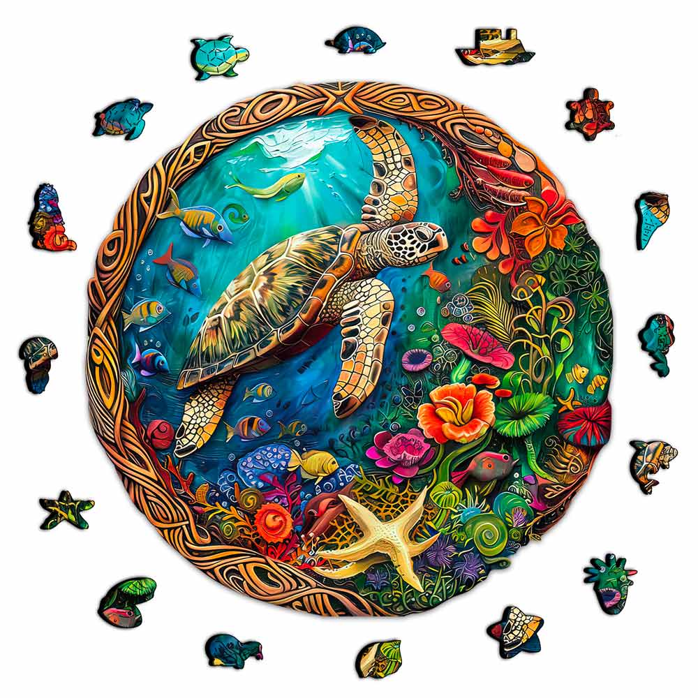 Colorful Turtle - Wooden Jigsaw Puzzle
