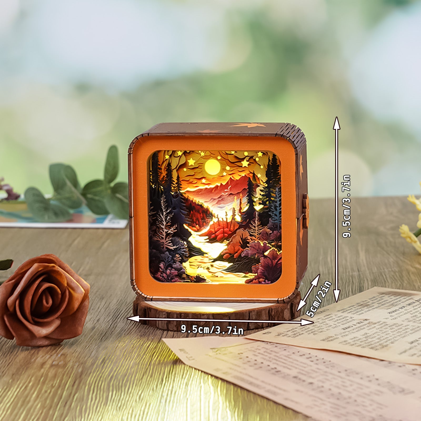 Forest Sunset Kit 3D wooden puzzle night light with a scenic illuminated landscape design.
