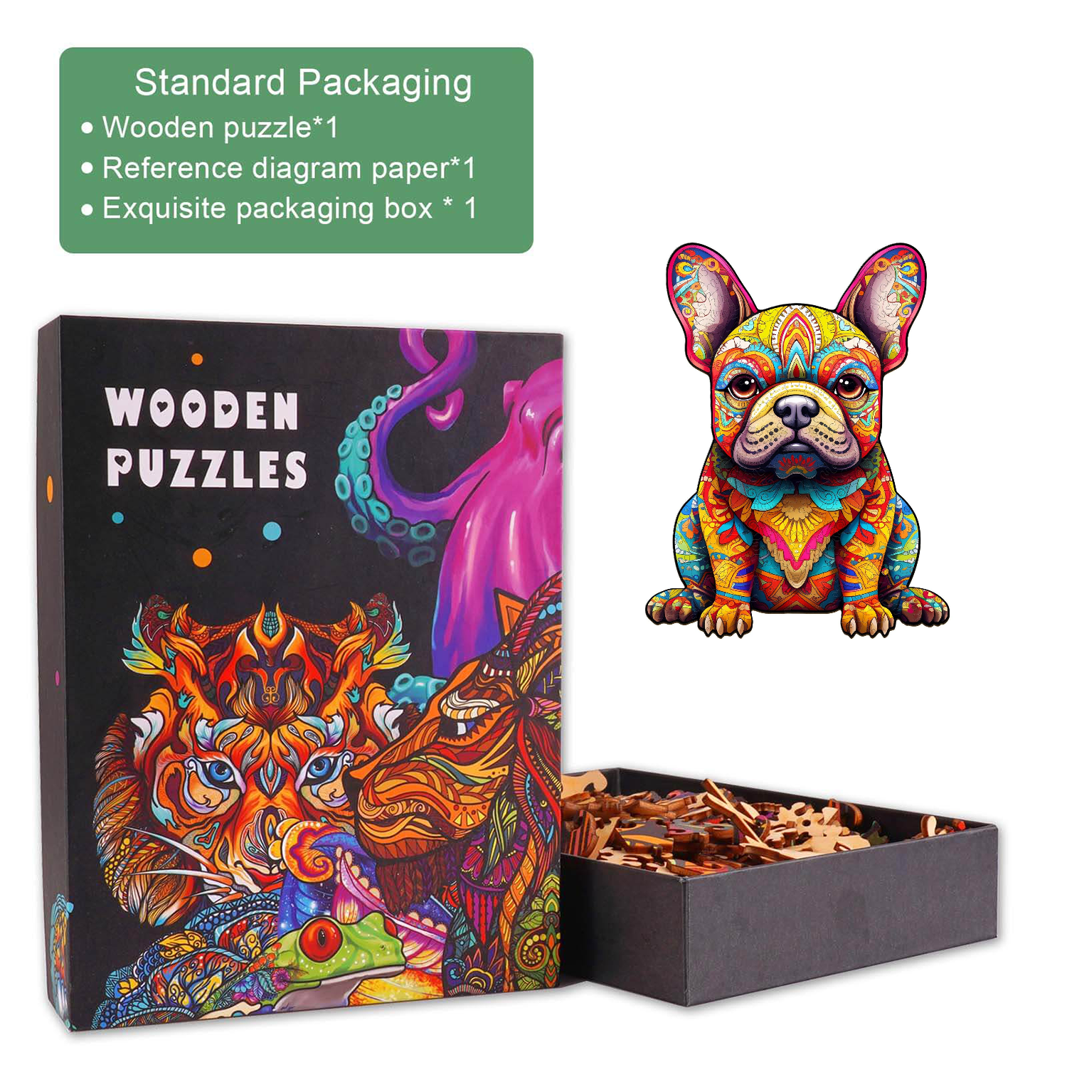 Cute French Dog Wooden Jigsaw Puzzle