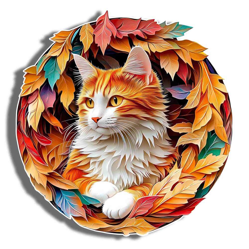 Autumn Cat - Wooden Jigsaw Puzzle