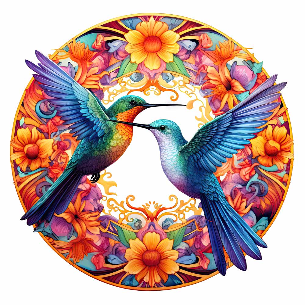 Vibrant Hummingbirds - Wooden Jigsaw Puzzle