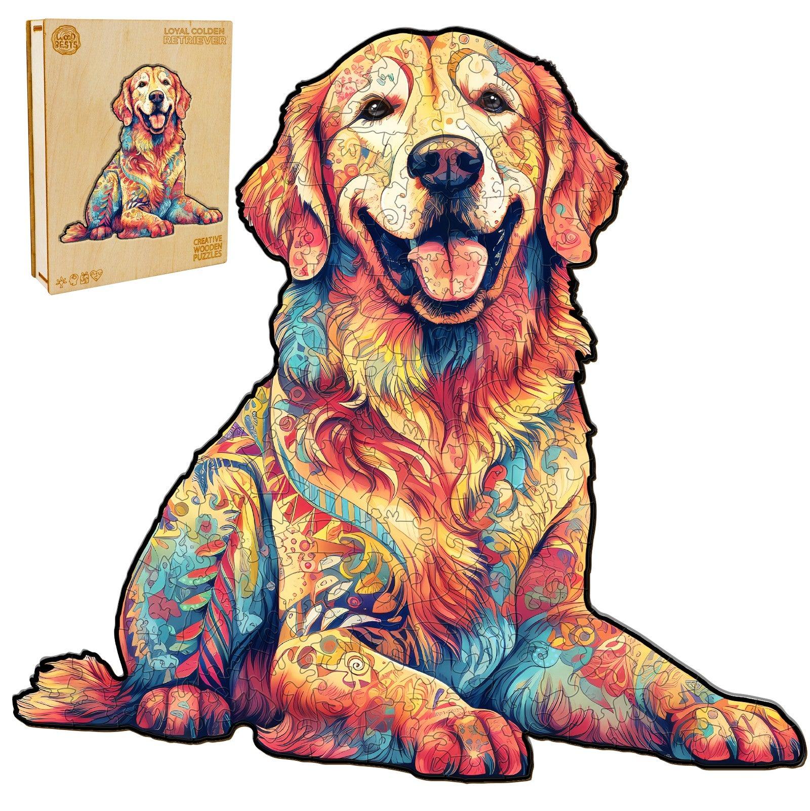 Loyal Golden Retriever Wooden Jigsaw Puzzle