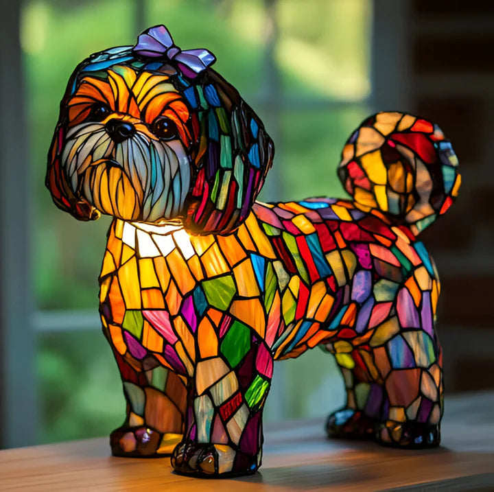 BELLA | Stained-Glass Shih Tzu Lamp