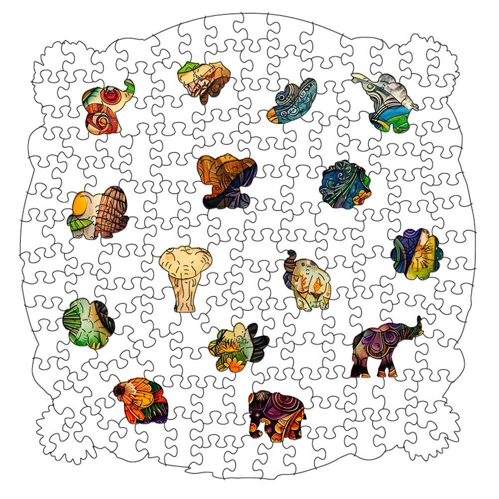 Floral Elephant - Wooden Jigsaw Puzzle