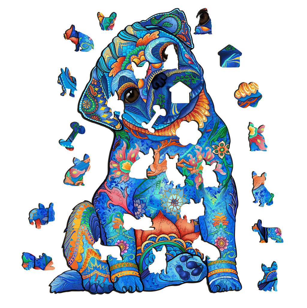 Cute Pug Wooden Jigsaw Puzzle