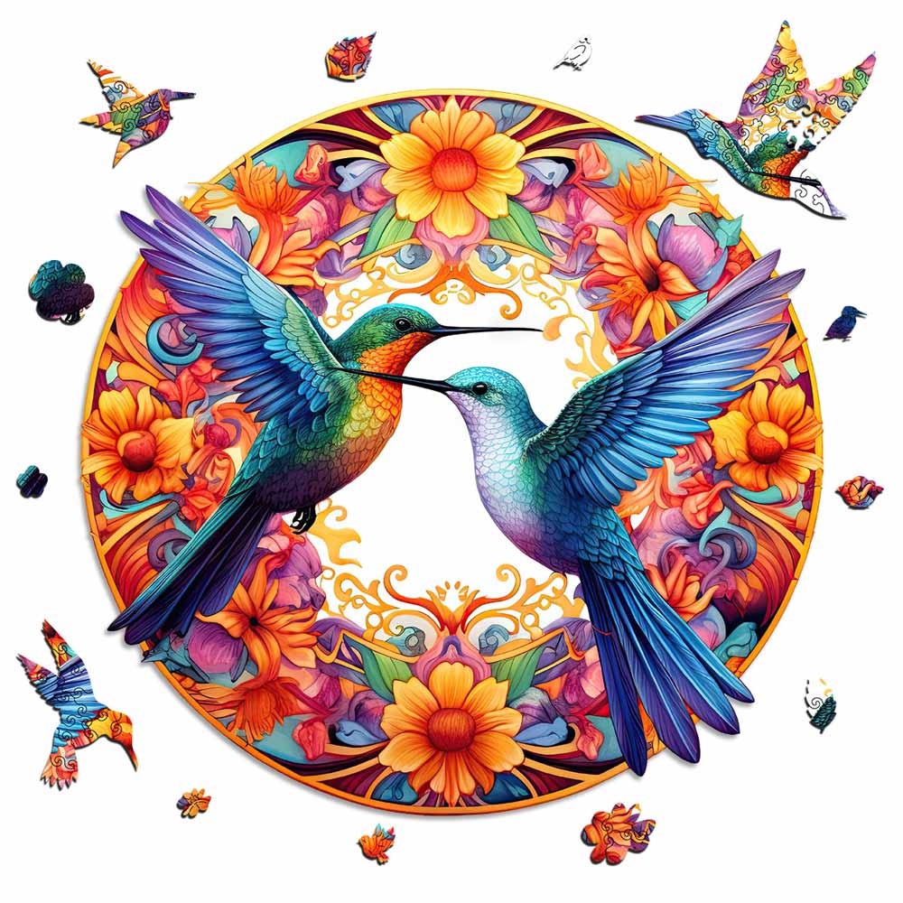 Vibrant Hummingbirds - Wooden Jigsaw Puzzle