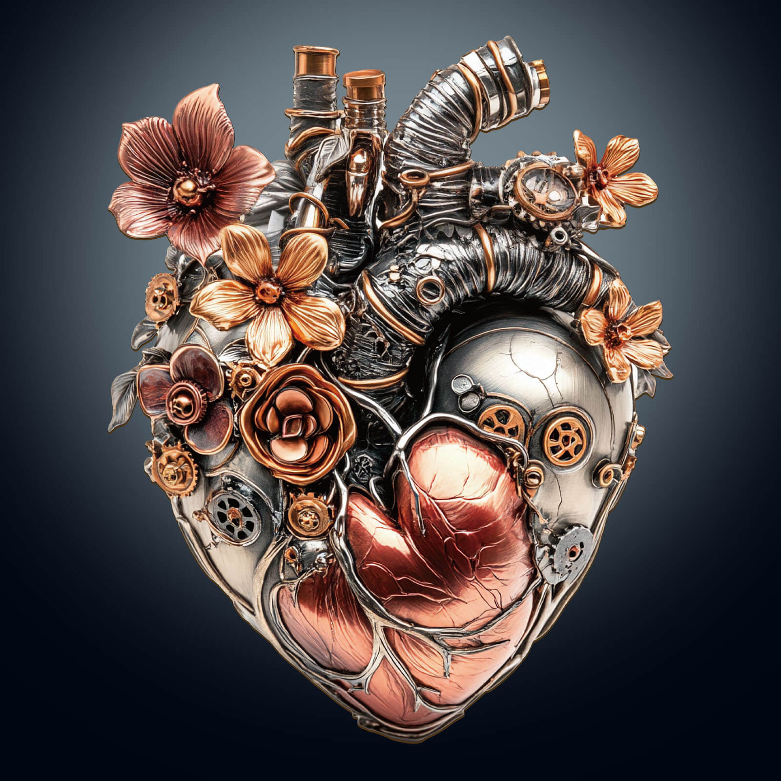 3D Mechanical Heart Wooden Jigsaw Puzzle featuring intricate floral designs and mechanical elements for a captivating experience.