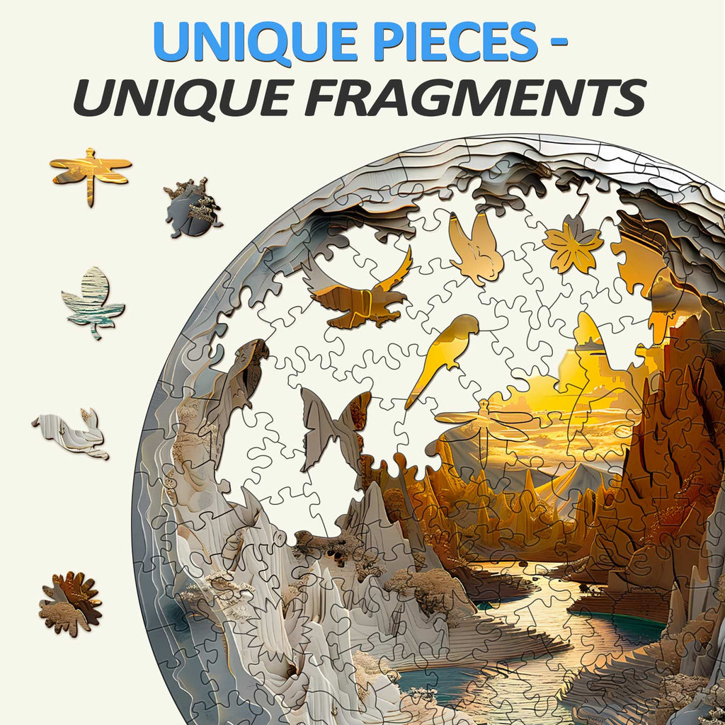 3D vision inside the cave-1 wooden jigsaw puzzle featuring unique pieces and vivid designs for immersive mind games.