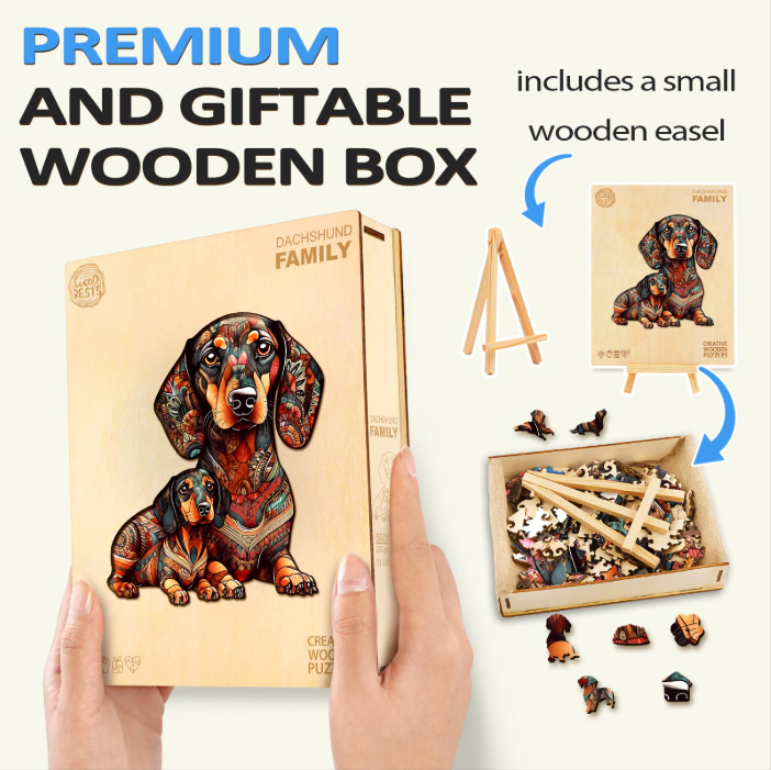 Dachshund Family - 2 Wooden Jigsaw Puzzle