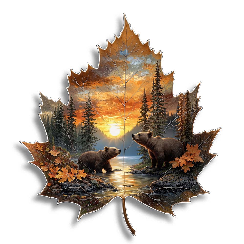 Autumn Maple Bears - Wooden Jigsaw Puzzle