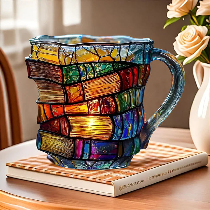 LUMINA LIBRI | Stained-Glass Book Mug
