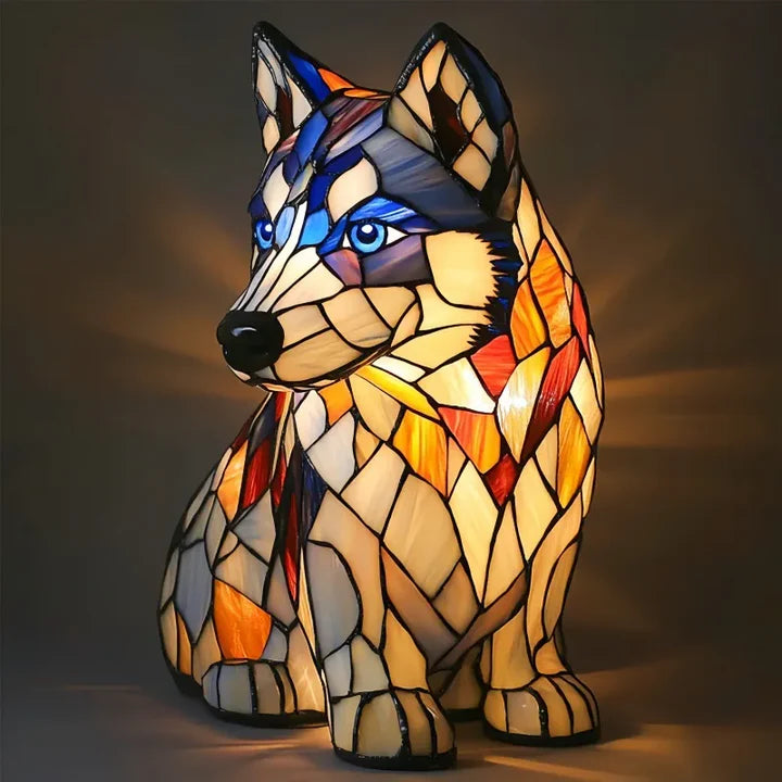 AURORA | Stained-Glass Husky Lamp