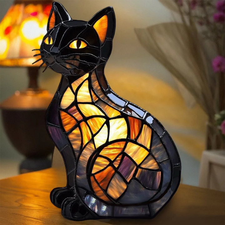 SOLARA | Stained-Glass Cat Lamp