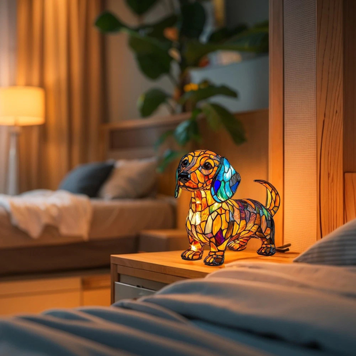 DAKARI | Stained-Glass Dachshund Lamp