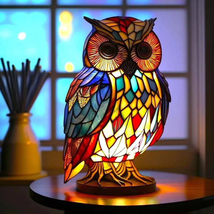 ATHENA | Stained-Glass Owl Lamp