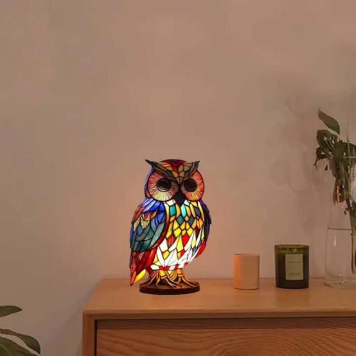 ATHENA | Stained-Glass Owl Lamp