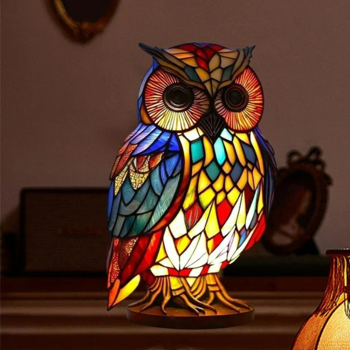 ATHENA | Stained-Glass Owl Lamp