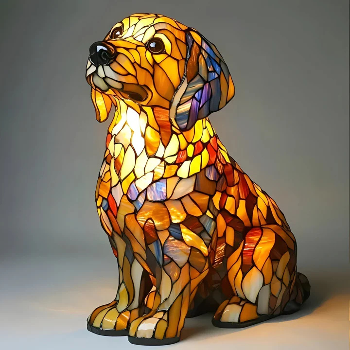 AMARA | Stained-Glass Golden Retriever Lamp