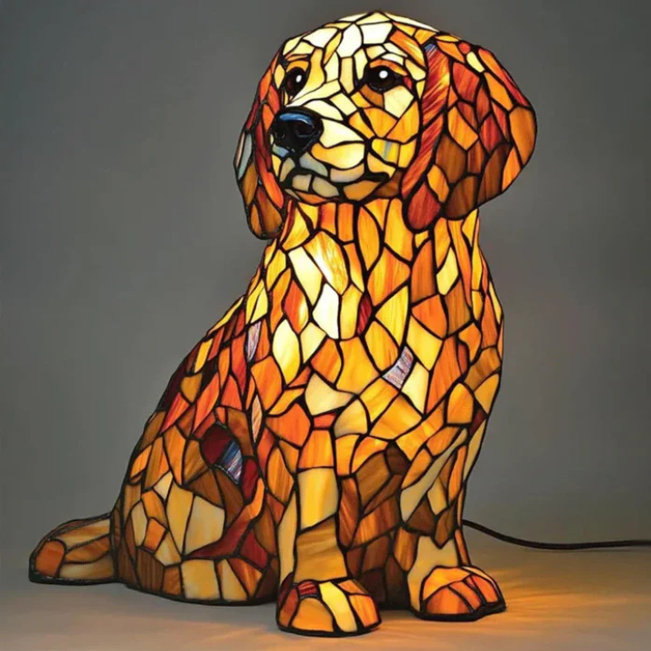 AMARA | Stained-Glass Golden Retriever Lamp