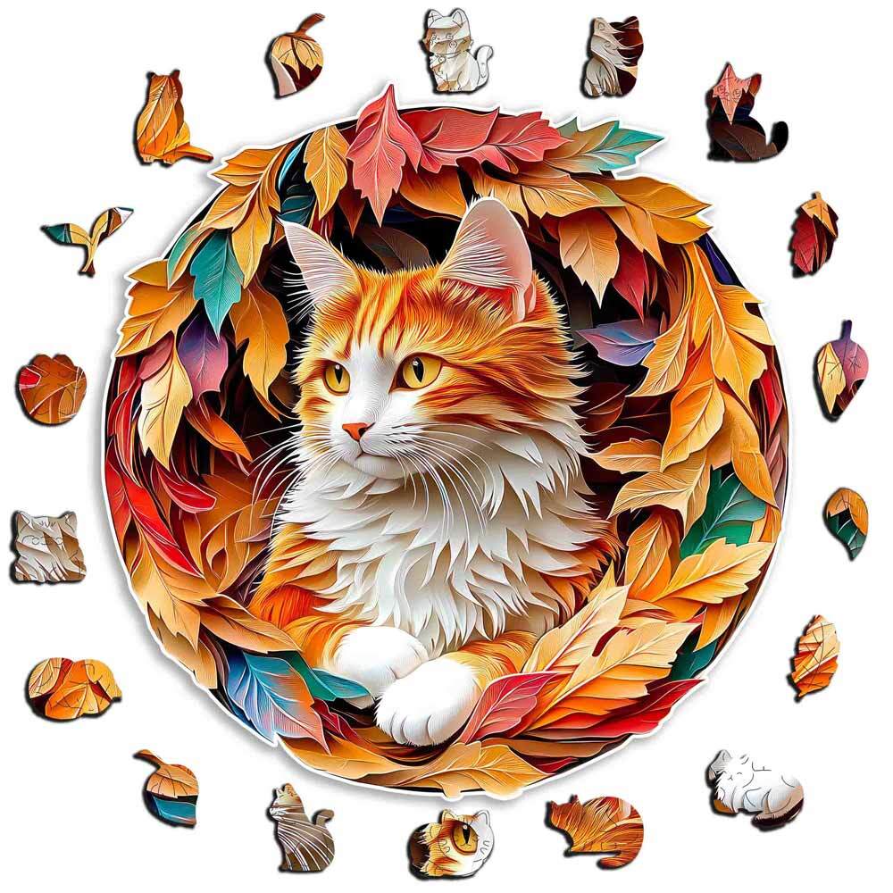 Autumn Cat - Wooden Jigsaw Puzzle