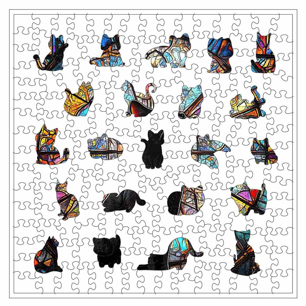 Stained Glass Cat - Wooden Jigsaw Puzzle