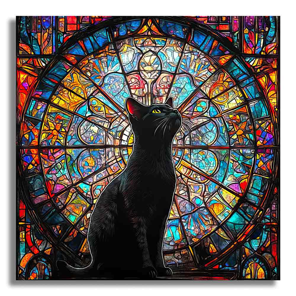 Stained Glass Cat - Wooden Jigsaw Puzzle
