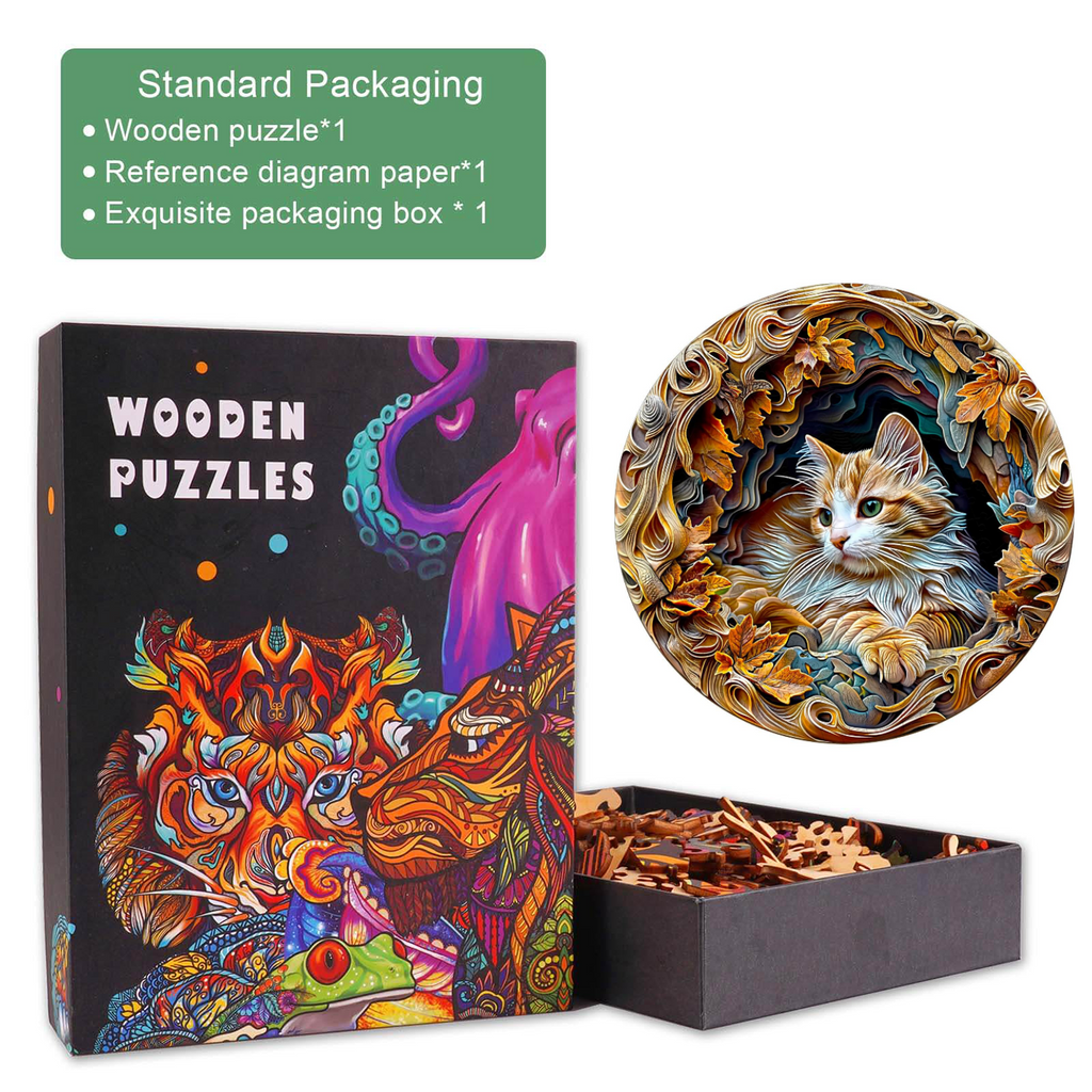 3D Cat Wooden Jigsaw Puzzle