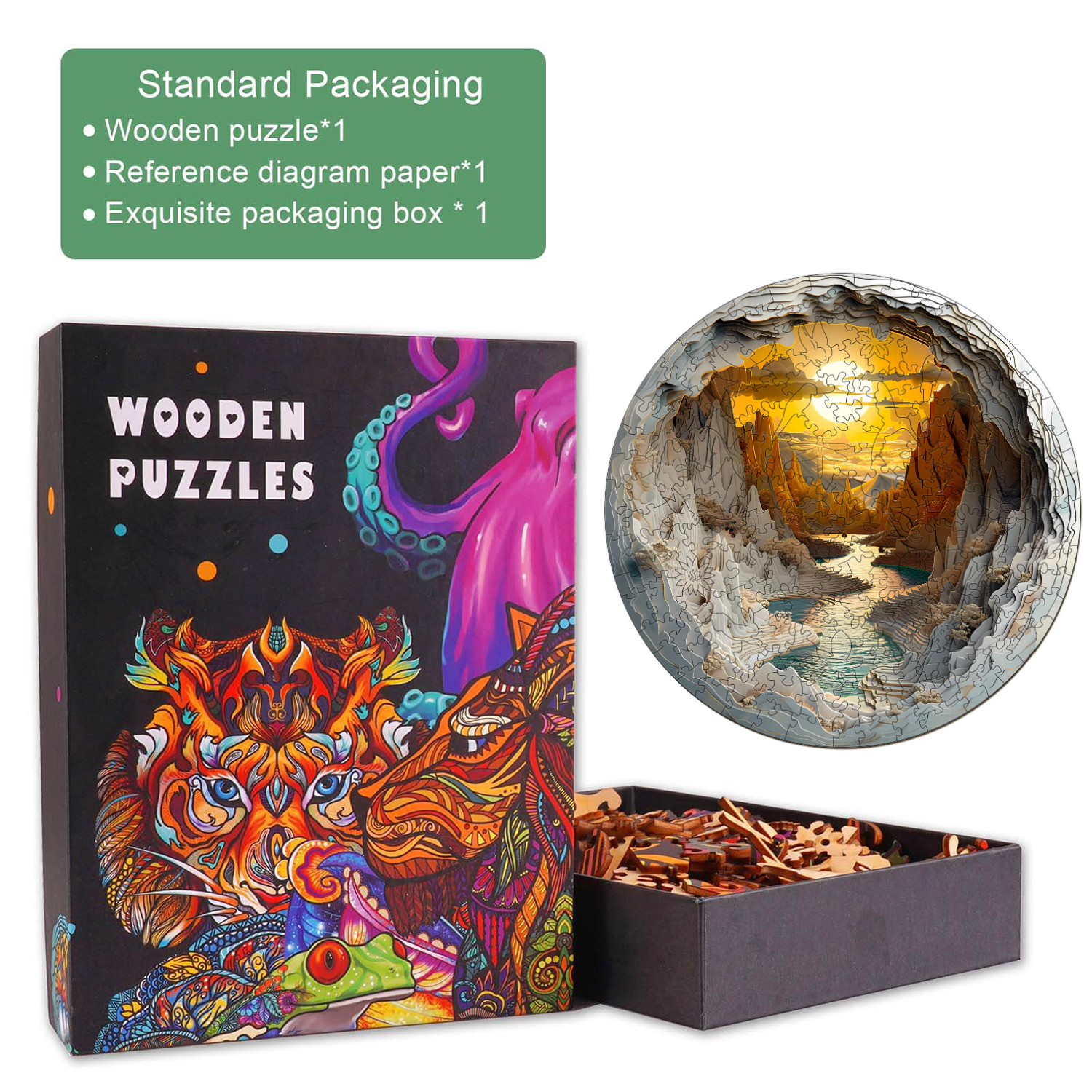 3D vision inside the cave-1 Wooden Jigsaw Puzzle