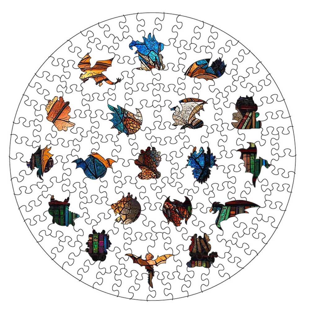 Dragon Stained Glass - Wooden Jigsaw Puzzle